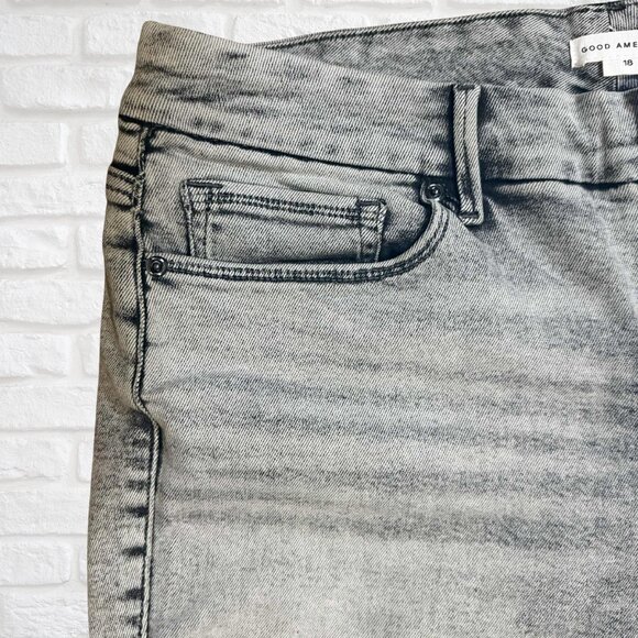 Good American Good Waist High Rise Skinny Jeans Acid Wash Gray Size 18 Plus Size - Picture 6 of 9